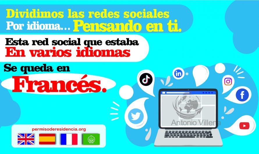 División de redes sociales en diferentes idiomas.